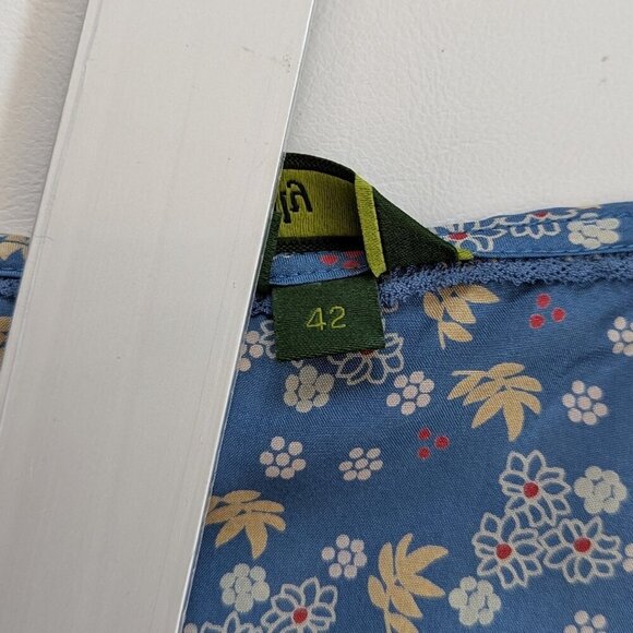 Oilily Silk Summer Floral 1940's Style Dress Size 42 US 12 Blue - Picture 9 of 15